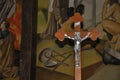 Close-up of cross with the image of Jesus Christ.