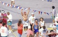 Close-up of crowd of runners