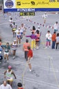 Close-up of crowd of runners