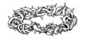 Crown of thorns in hand drawn style over white background, Vector illustration