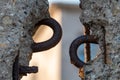 Close up of the crumbling remains of the Berlin Wall at the Wall Memorial, Germany. Segments of wall have been left as a reminder