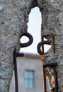 Close up of the crumbling remains of the Berlin Wall at the Wall Memorial, Germany. Segments of wall have been left as a reminder Royalty Free Stock Photo