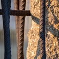 Close up of the crumbling remains of the Berlin Wall at the Wall Memorial, Germany. Segments of wall have been left as a reminder Royalty Free Stock Photo