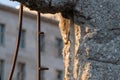 Close up of the crumbling remains of the Berlin Wall at the Wall Memorial, Germany. Segments of wall have been left as a reminder