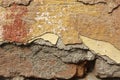 Close up of crumbling wall with layers of peeled paint 2 Royalty Free Stock Photo