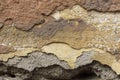 Close up of crumbling wall with layers of peeled paint 3 Royalty Free Stock Photo