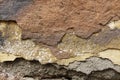 Close up of crumbling wall with layers of peeled paint 7 Royalty Free Stock Photo