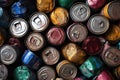 close-up of crushed cans ready for recycling