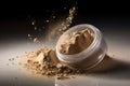 Close-up of crushed mineral shimmer powder golden color with splash ai generated Royalty Free Stock Photo