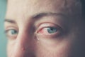 Close up on crying eyes of woman