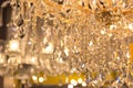 Close up on crystal of contemporary chandelier