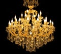 Close up on crystal of contemporary chandelier