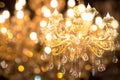 Close up on crystal of contemporary chandelier