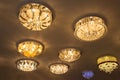 Close up on crystal of contemporary chandelier