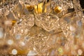 Close up on crystal of contemporary chandelier