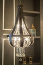 Close up on crystal of contemporary chandelier, i