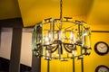 Close up on crystal of contemporary chandelier, i