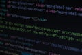 Close up css HTML code on monitor screen with black background Royalty Free Stock Photo