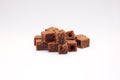 Close up Cubes sugar cane , Brown sugar cubes isolated