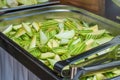 Close Up Of Cucumber Slices Inside A Foodservice Hotel Pan Royalty Free Stock Photo