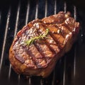 Close up culinary art Beef flank steak on the grill, irresistibly appetizing Royalty Free Stock Photo