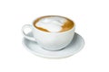 Close up of a cup of cappuccino with blank space on cup Royalty Free Stock Photo