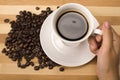 Close up cup of coffee in hand Royalty Free Stock Photo