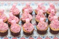 Close up of cupcakes desert cream pink