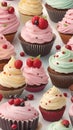 Close-up of cupcakes on a table illustration Artificial Intelligence artwork generated Royalty Free Stock Photo