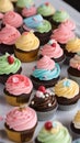 Close-up of cupcakes on a table illustration Artificial Intelligence artwork generated Royalty Free Stock Photo