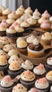 Close-up of cupcakes on a table illustration Artificial Intelligence artwork generated Royalty Free Stock Photo