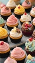 Close-up of cupcakes on a table illustration Artificial Intelligence artwork generated Royalty Free Stock Photo