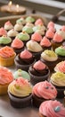 Close-up of cupcakes on a table illustration Artificial Intelligence artwork generated Royalty Free Stock Photo