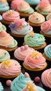 Close-up of cupcakes on a table illustration Artificial Intelligence artwork generated Royalty Free Stock Photo