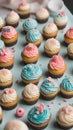 Close-up of cupcakes on a table illustration Artificial Intelligence artwork generated Royalty Free Stock Photo