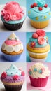 Close-up of cupcakes on a table illustration Artificial Intelligence artwork generated Royalty Free Stock Photo