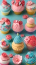 Close-up of cupcakes on a table illustration Artificial Intelligence artwork generated Royalty Free Stock Photo