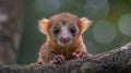 Adorable Baby Kinkajou on Branch, Wild Animal Portrait Royalty Free Stock Photo