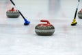 Close up of a Curling game situation. Royalty Free Stock Photo