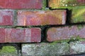 Close Up of Curved Vintage Crumbling Red Brick Wall