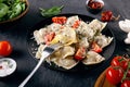 CLose up on cut ravioli on fork. Royalty Free Stock Photo