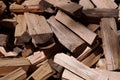 Close up of cut wood in a pile