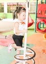 Closeup Cute asia girl playing Playground Royalty Free Stock Photo