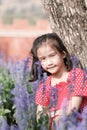 Close up of cute Asian child girl is smiling