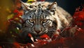 Close up of a cute Bengal tiger, staring with beautiful yellow eyes generated by AI