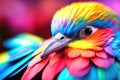 close up, cute bird made of rainbow colors, spring celebration, animals concept