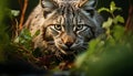 Close up of a cute bobcat looking in the forest generated by AI