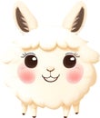 Close-up of a cute cartoon llama icon.