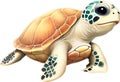 Close-up of cute cartoon Sea Turtle Icon. Royalty Free Stock Photo