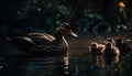 Close up of cute duckling swimming in pond generated by AI Royalty Free Stock Photo